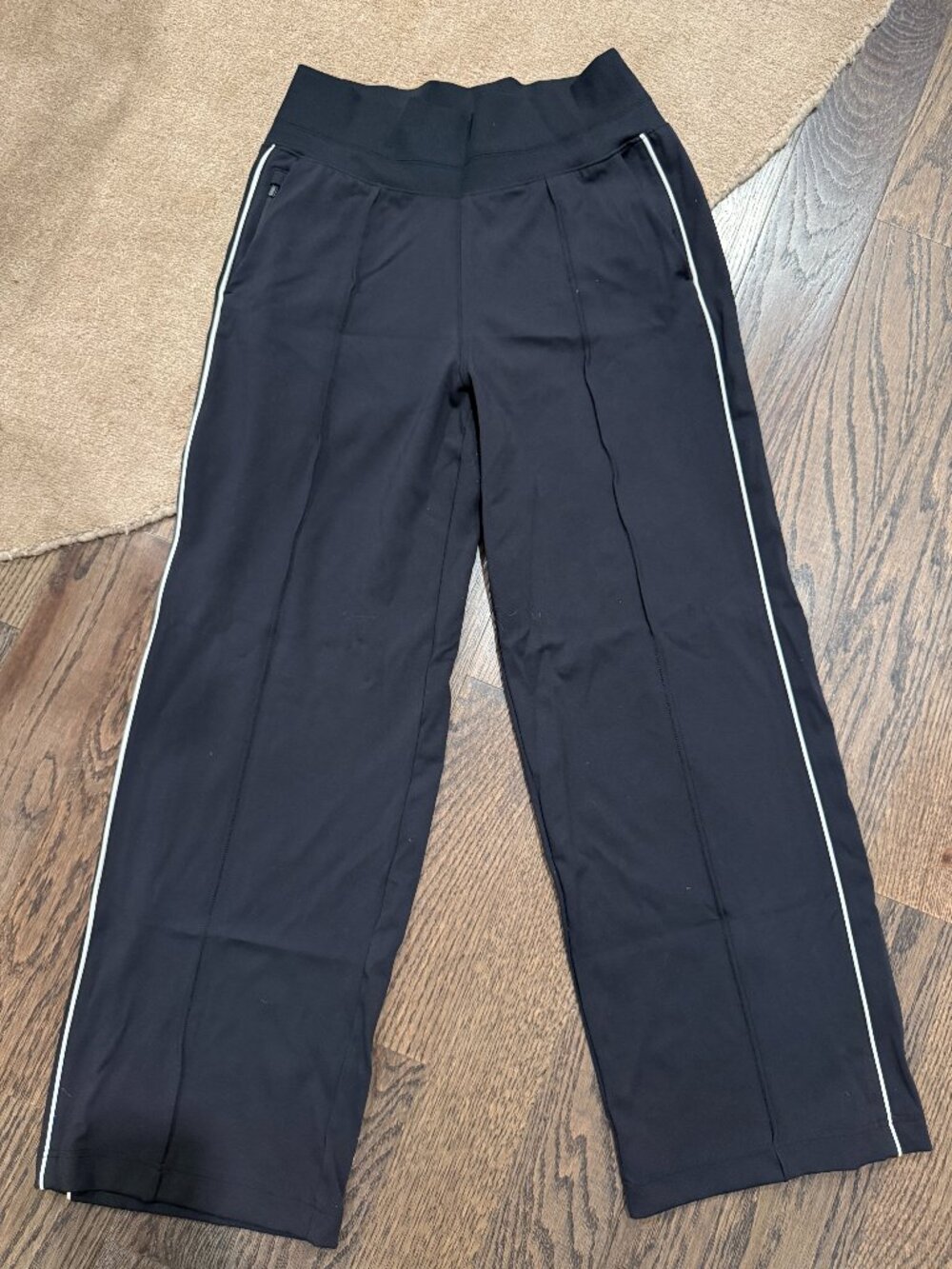 Athleta Venice Black White Piping Wide Leg Pants M